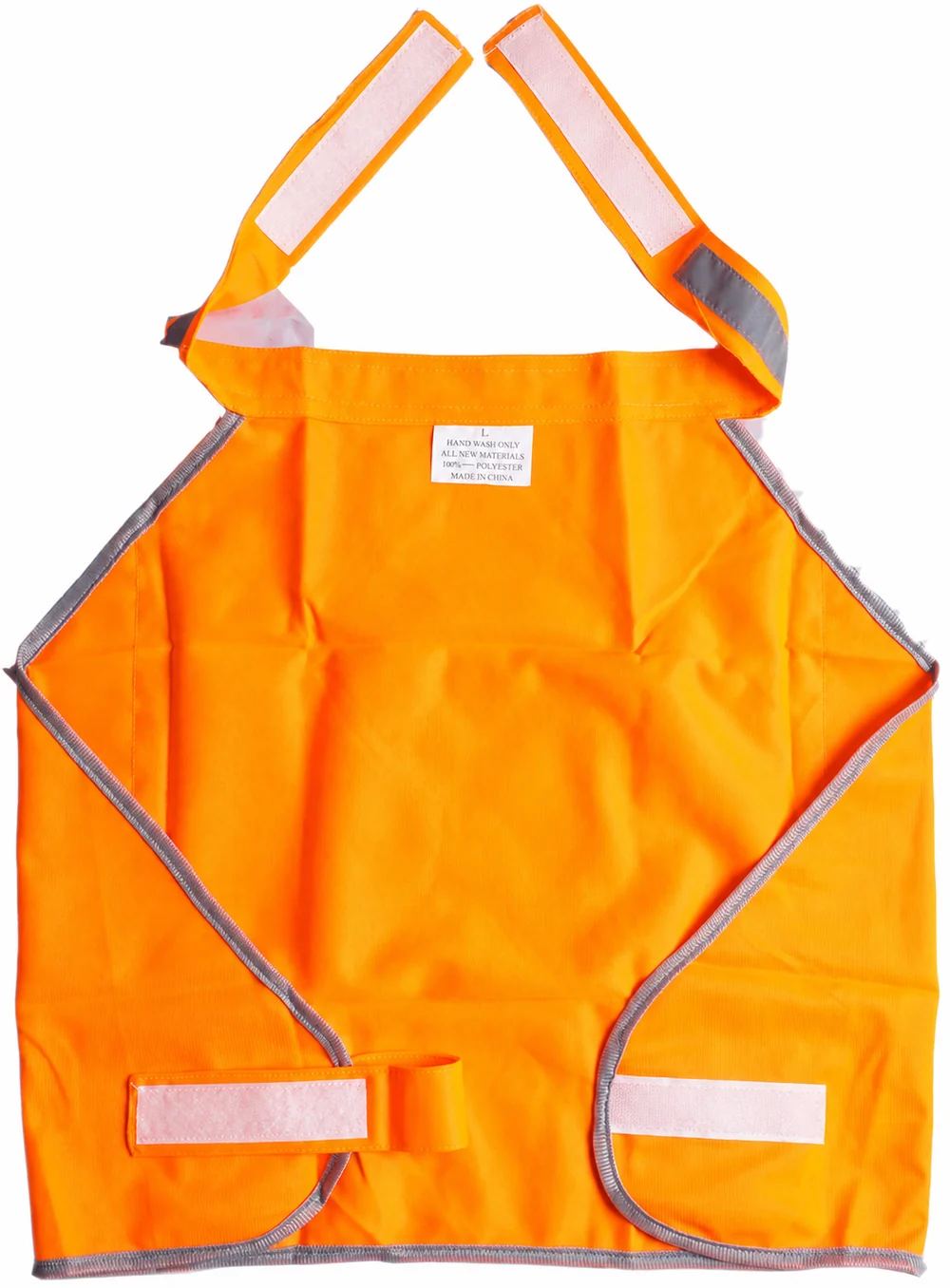 Complete orange reflective pet safety vest with neck and body hook-and-loop closures