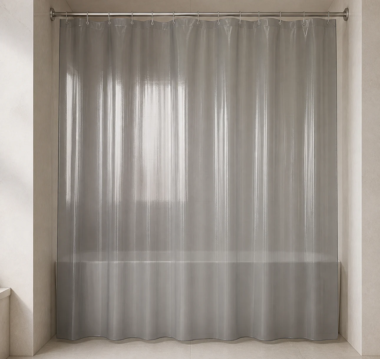 Complete smoke-gray curtain reference for artwork and surface presentation decisions.