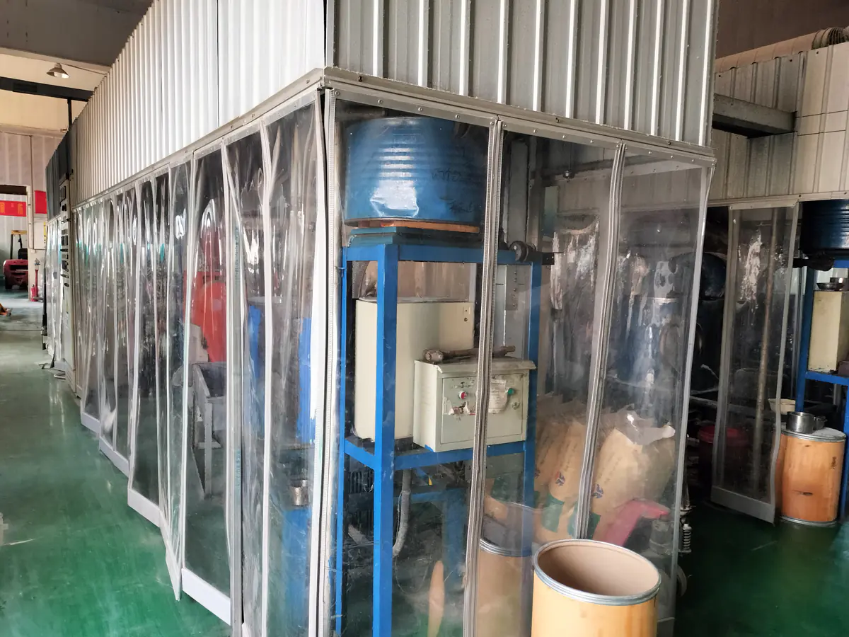 Installed transparent panel enclosure showing its relationship to the surrounding work area.